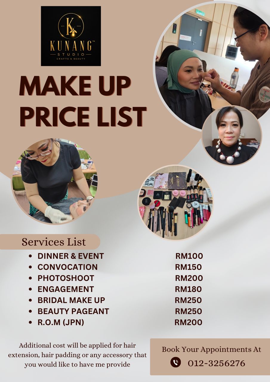 Senarai harga pakej makeup Kunang Studio